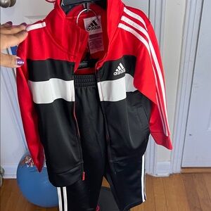 Adidas Red and Black Athletic Set